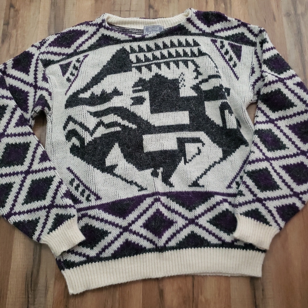 Vtg 80s le Tigre acrylic sweater sz large